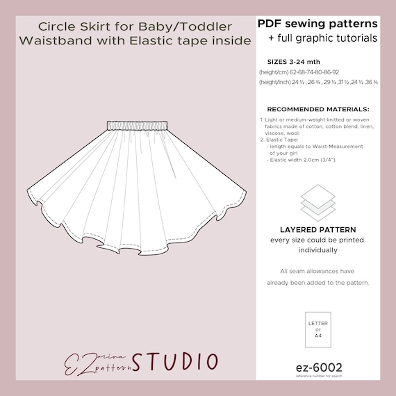 Circle skirt pattern for 18 month old hotsell