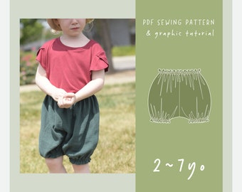 Lange vintage bloeiers pdf-naaipatronen voor kinderen // 2-7 jaar // ez-5201