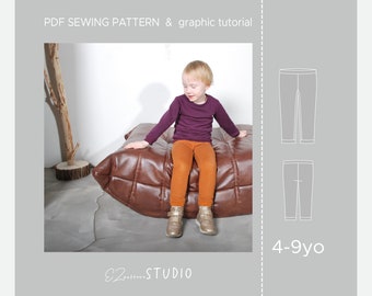 PDF-legging naaipatroon voor kinderen/ 4 jaar - 5 jaar - 6 jaar - 7 jaar - 8 jaar - 9 jaar // ez-5101