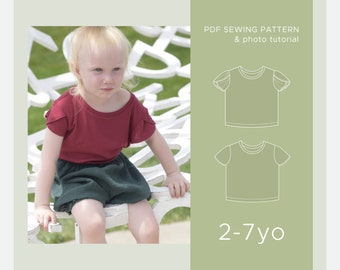 Naaipatroon kindershirt met tulpmouwen: losvallend (pdf-patroon)