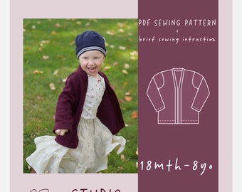 PDF-naaipatroon vest voor kinderen / 18 maanden 2 3 4 5 6 7 8 jaar / Gemakkelijk losvallend vest / ez-3002