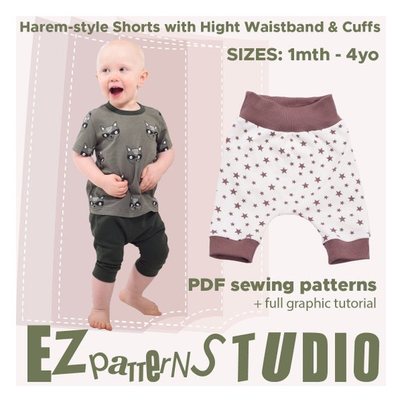 Harem Shorts With Hight Waistband & Cuffs PDF Sewing Patterns | Etsy