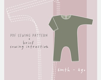 Batwing Playsuit/Bodysuit Digital sewing PDF-pattern  for Baby/Toddler /9mth - 4yo //ez-4003