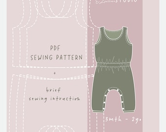 Harem-Style Romper PDF Sewing Pattern //3mth - 2y// baby boy romper, toddler romper, beginner sewing pattern //ez-4001