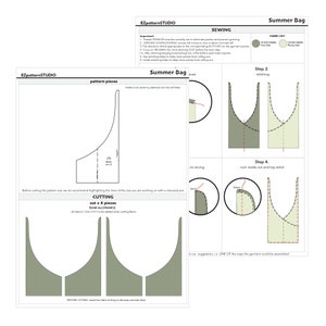 K&ouml;nnte beinhalten: Ein Schnittmuster f&uuml;r eine Sommertasche mit Anweisungen zum N&auml;hen der Tasche. Das Schnittmuster enth&auml;lt ein Diagramm der Tasche und die ben&ouml;tigten Schnittteile. Die Anweisungen umfassen die Schritte zum N&auml;hen und zum St&uuml;lpen der Tasche.