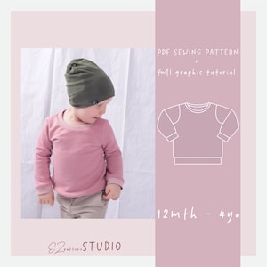 Regular-fit Sweatshirt PDF Sewing Pattern for Toddlers/12mth - 2yo - 3yo - 4yo/ toddler sewing patterns pdf/ easy sewing pattern // ez-2009