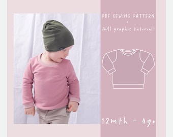 PDF regular-fit sweater naaipatroon voor peuters/12 mnd - 2 jaar - 3 jaar - 4 jaar/ naaipatronen peuter pdf/ eenvoudig naaipatroon // ez-2009