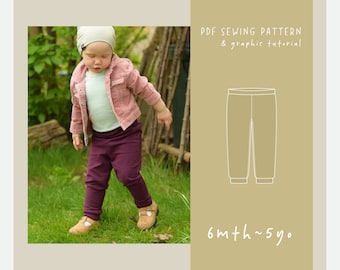 Kinderjoggingbroek PDF-naaipatroon // 6 maanden - 9 maanden - 12 maanden - 18 maanden - 2 jaar - 3 jaar - 4 jaar - 5 jaar// ez-5104