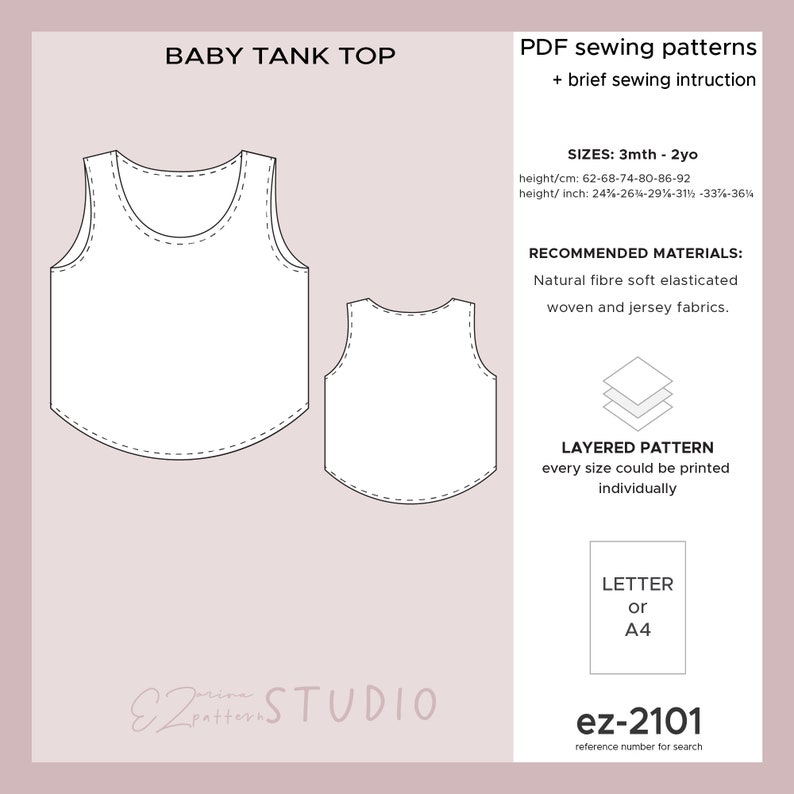 Tank Top PDF Sewing Patterns for Baby/toddlers //3mth 2y // - Etsy