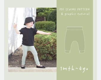 Easy Harem Pants Sewing Pattern: Baby & Toddler Sizes 1-4yo (PDF Pattern)