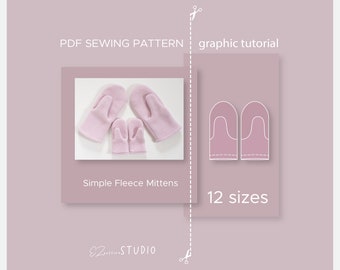 Proste rękawiczki polarowe Wzór do szycia w formacie PDF /12 rozmiarów: dzieci w każdym wieku i dorośli / ez-7205