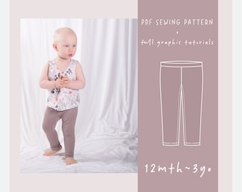 PDF-legging naaipatroon voor peuters/12 - 18 - 24 maanden - 3 jaar/ ez-5101