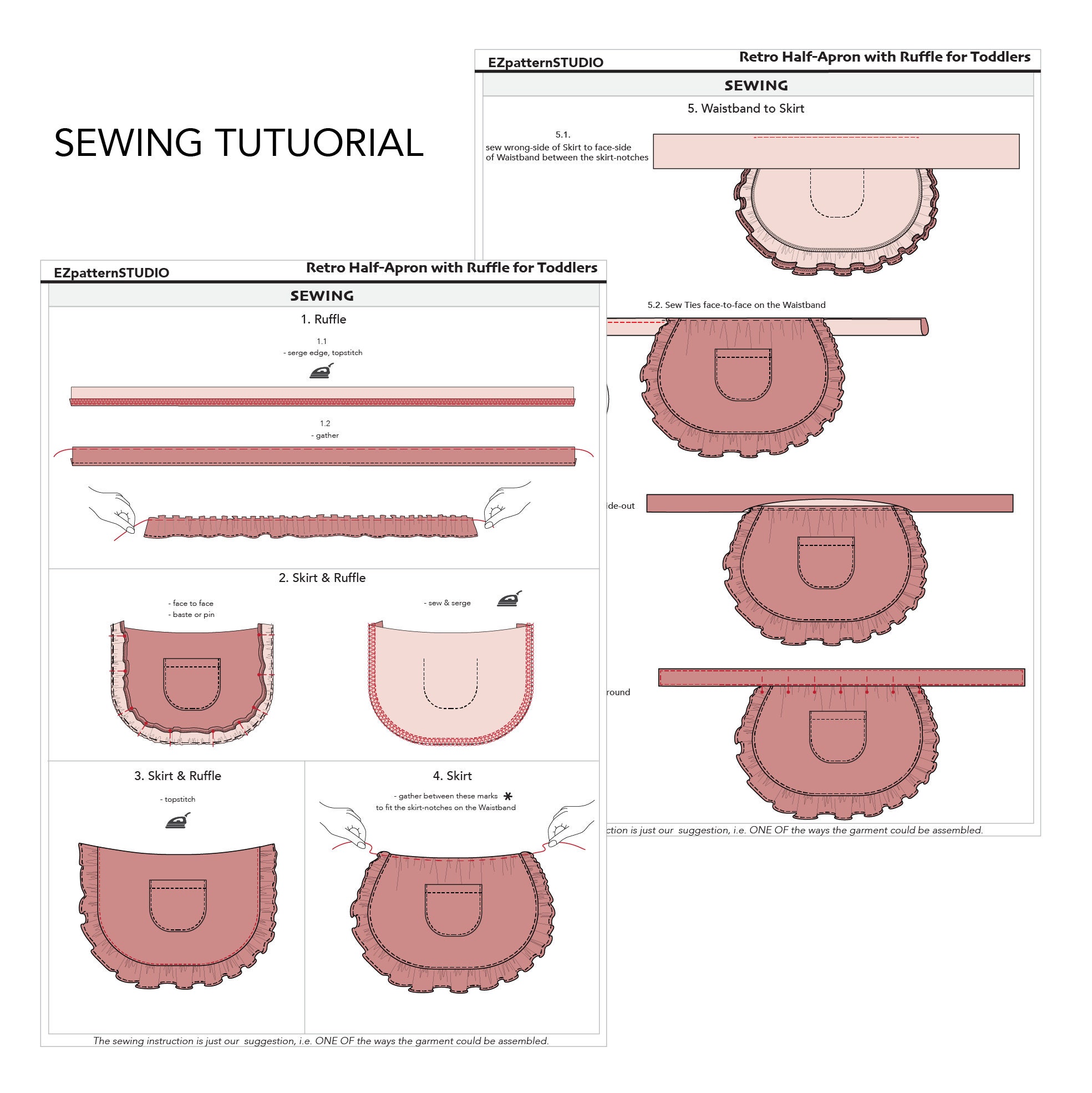 Half-apron With Ruffle PDF Sewing Pattern for Toddlers / SIZES | Etsy