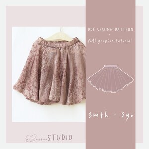 Circle Skirt for Baby/Toddler/ Size 3 6 9 12 18 24 months/Jersey or Woven Circular Skirt // ez-6002