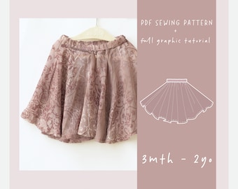 Circle Skirt for Baby/Toddler/ Size 3 6 9 12 18 24 months/Jersey or Woven Circular Skirt // ez-6002