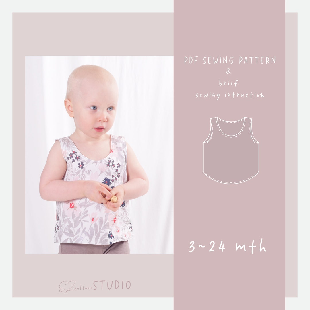 Tank Top PDF Sewing Patterns for Baby/toddlers // 3 - 24 Mth // Ez-2101 ...