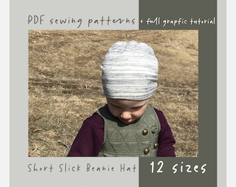 Gestroomlijnde beaniemuts PDF-naaipatroon, kind tot volwassene (12 maten)