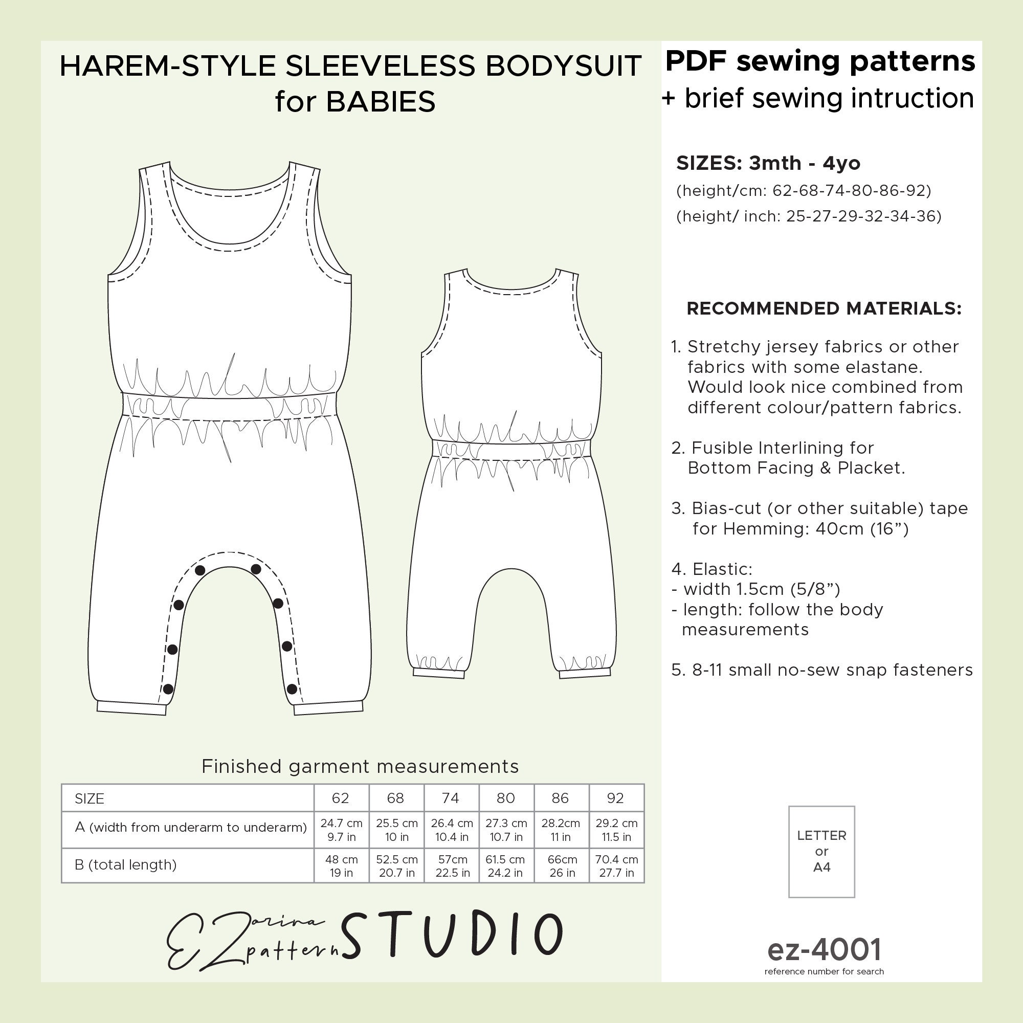 Harem-style Romper PDF Sewing Pattern //3mth 2y// Baby Boy - Etsy