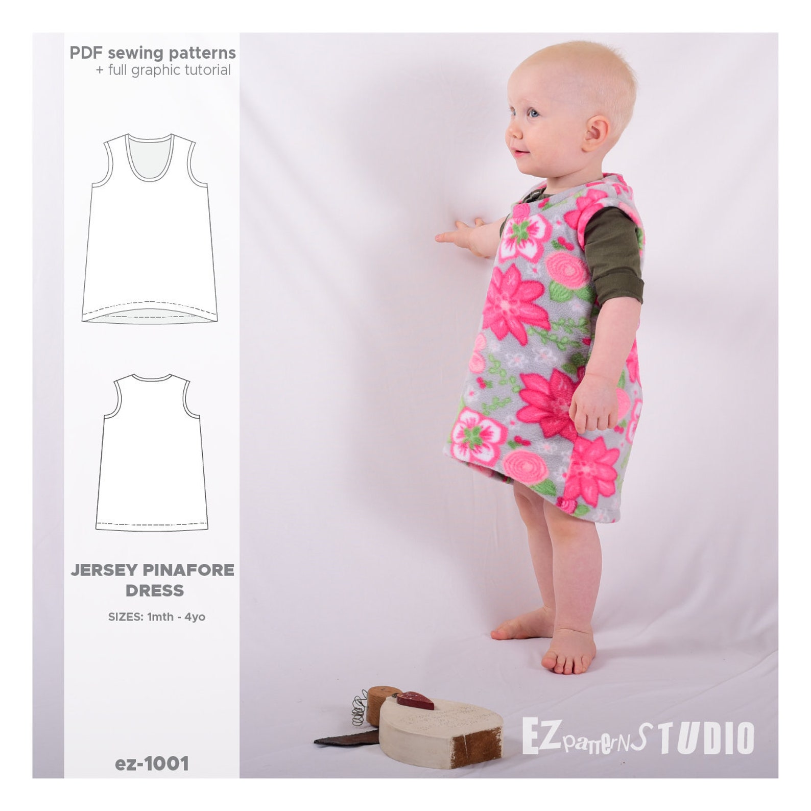Jersey Pinafore Dress PDF Sewing Pattern for Baby/Toddler | Etsy
