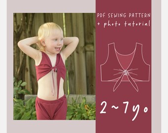 ez2004 omkeerbare crop-top met strikband aan de achterkant //92-122