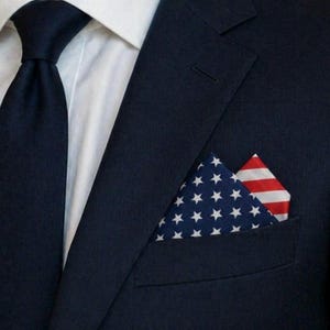 Pocket Square Pre-folded, Stars and Stripes, American Flag