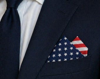 Pocket Square Pre-folded, Stars and Stripes, American Flag