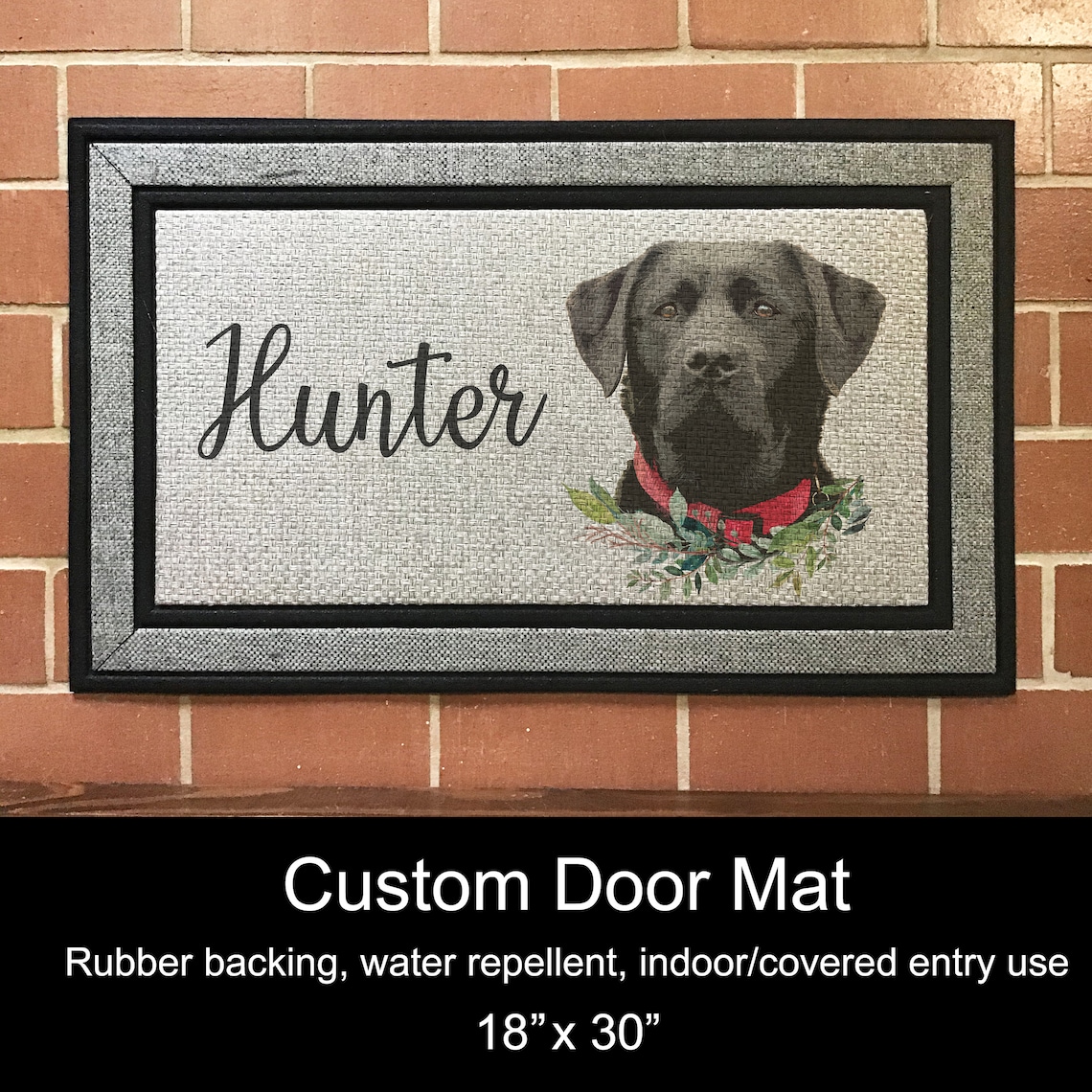 Custom Door Mat 18 X 30 Black Lab Etsy