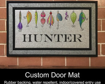 Custom Door Mat, 18" x 30" - Fishing Lures