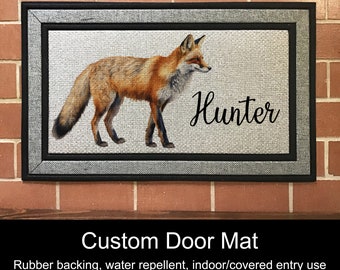 Custom Door Mat, 18" x 30" - Woodland Animals, Fox