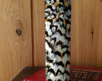 Stainless Steel, White 30 0z Skinny Insulated Tumbler - Bobwhite Quail Feathers