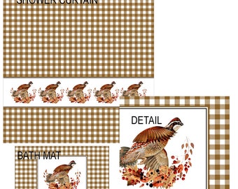 Bobwhite Quail Shower Curtain and/or Bath Mat