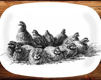 Melamine Platter, Bobwhite Quail