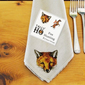 Dinner Napkins, Set of Six-Fox Hunting