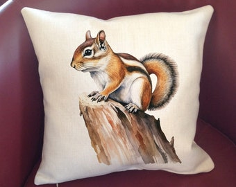 Chipmunk "Linen" Pillow Cover, 16" FREE SHIPPING