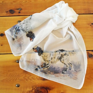 Silky Long Skinny Scarf, English Setter  - FREE US Shipping