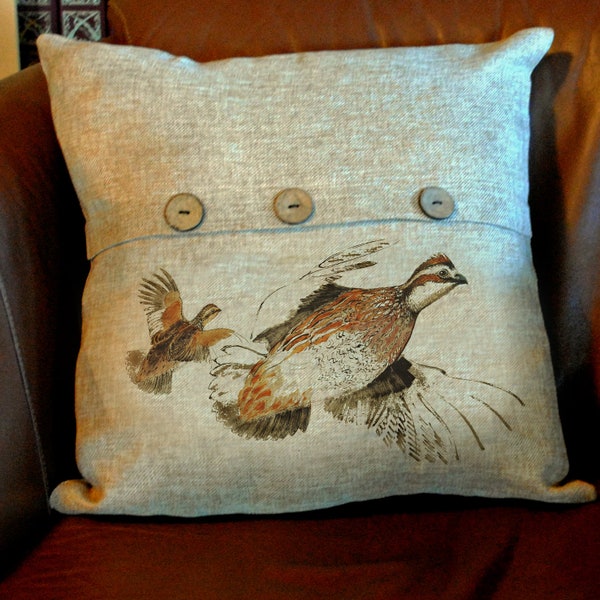 Bobwhite Quail Pillow Cover, 16" FREE SHIPPING