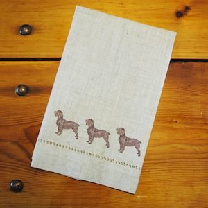Hemstitched &quot;Linen&quot; Tea Towel - Boykin Spaniels