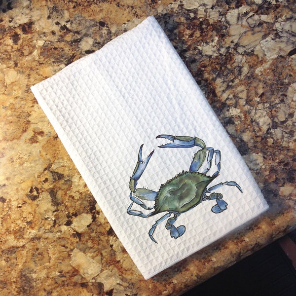 Waffle Towel - Blue Crab