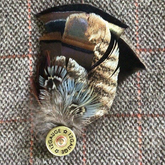 Game Bird Feathers and Shotgun Shell Pin - Etsy