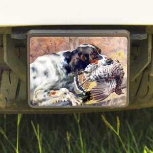 License Tag and/or Trailer Hitch Cover, Setter with Grouse
