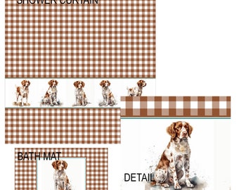 Brittany Spaniels Shower Curtain and/or Bath Mat