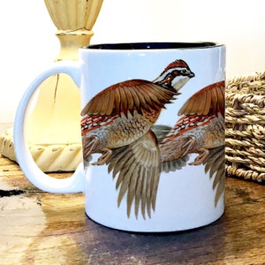 Coffee Tea Mug, Guys, Men and Hunters with Bobwhite Quail Game Bird - FREE SHIPPING