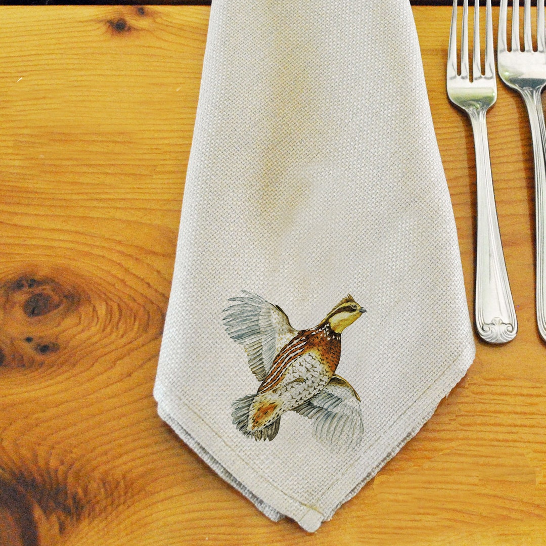 Dinner Napkins Set of Sixbobwhite Quail Etsy