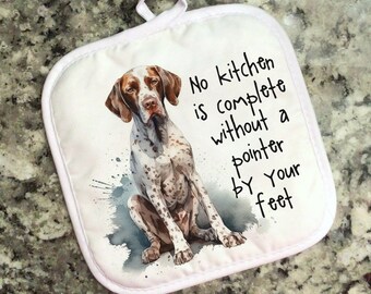 Pointer, No Kitchen... - Pot Holder - Choose White or Natural Linen