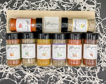 Juego de condimentos gourmet artesanales The Great Eight™, ¡8 sabores! Mezclas de especias, condimentos para parrilla, mezclas de especias picantes, bajo en sal: especias saludables