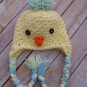 BABY CHICK Easter Hat, Crochet Photo Props, baby shower gift, Easter Props, bringing home baby, preemie, newborn to 24 months image 3