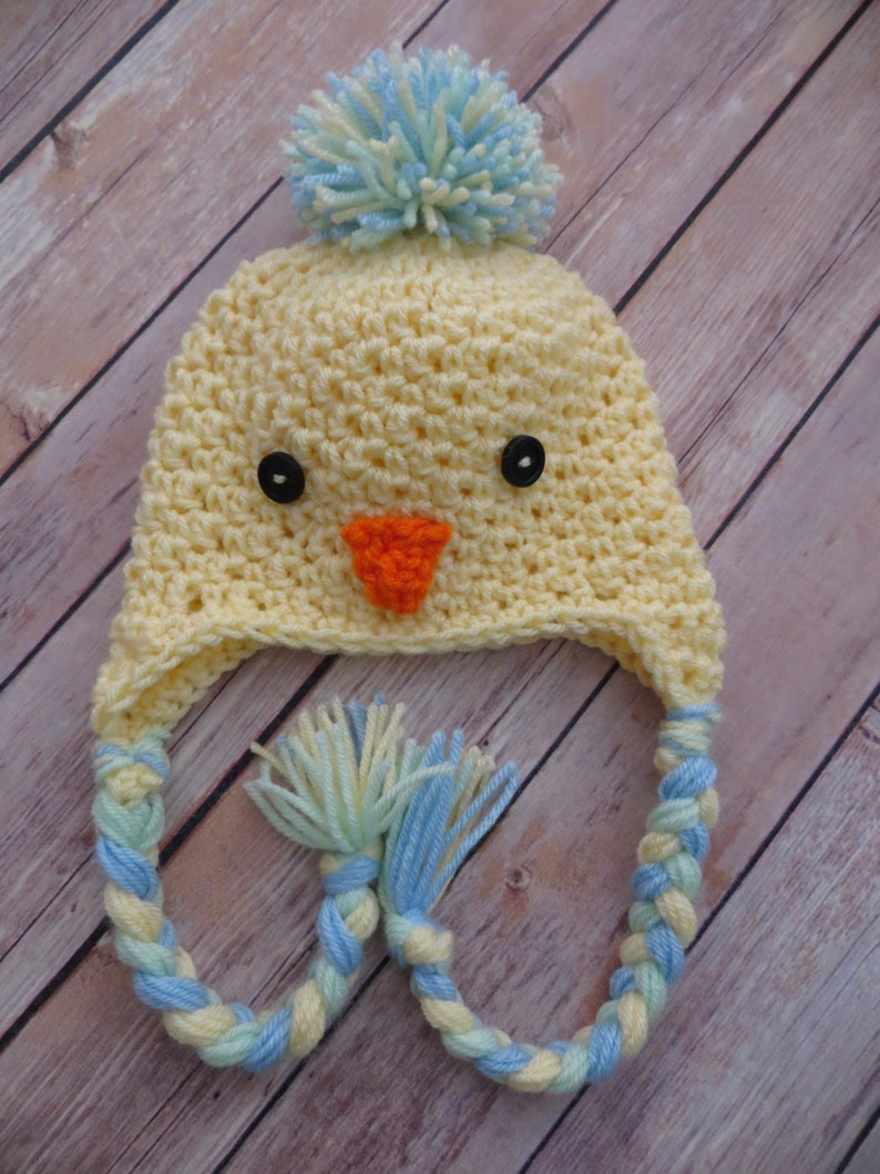 BABY CHICK Easter Hat, Crochet Photo Props, baby shower gift, Easter Props, bringing home baby, preemie, newborn to 24 months image 3