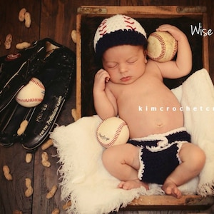 Crochet BASEBALL Hat Set, Diaper Cover, Photo Props, Baby Boy Shower Gift, Preemie, Newborn to 12 months, bringing home baby, MADE to ORDER
