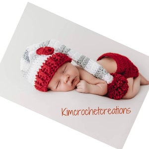 VALENTINE'S DAY PomPom Stocking Hat Diaper Cover Photo Props, Newborn Baby Shower Gift, preemie, newborn up to 12 months, Made to Order image 1