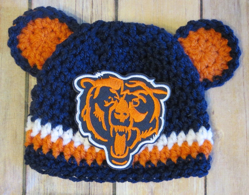 Chicago Bears Crochet Hat Diaper Cover Set, Newborn to 12 mo, photo props, NFL Bears, shower gift, NFL Football, Made to Order Bild 5